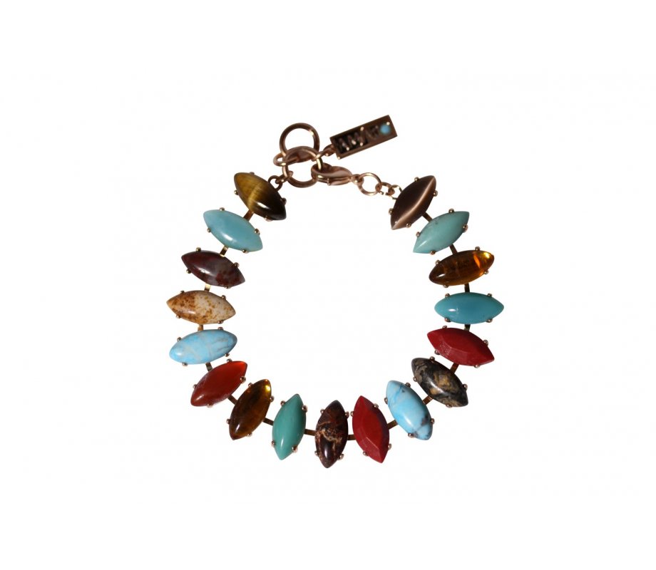 Amaro Handcrafted Bracelet - Colorful Marquise Semi-Precious Stones
