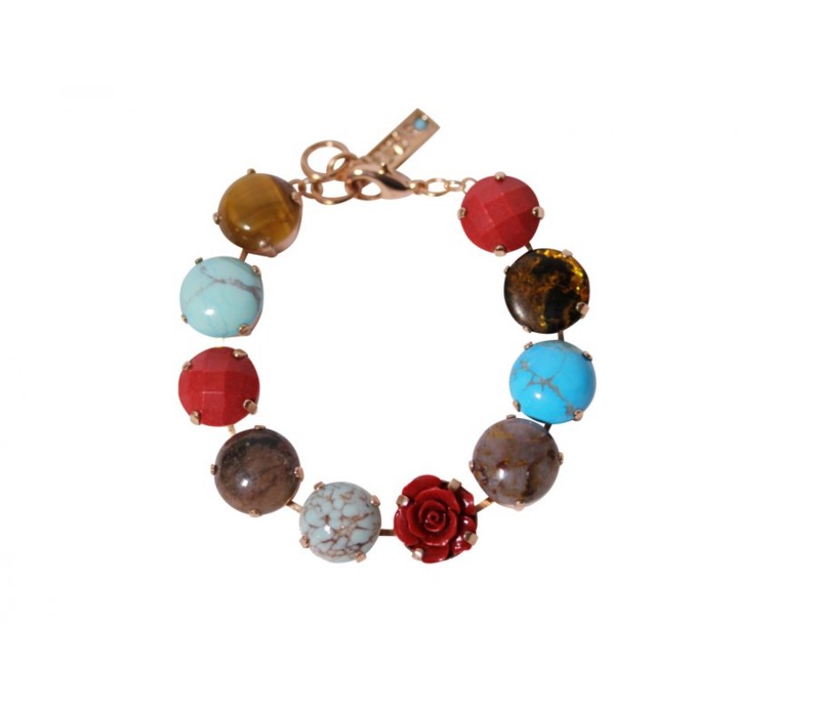 Amaro Handcrafted Bracelet - Colorful Round Semi Precious Stones