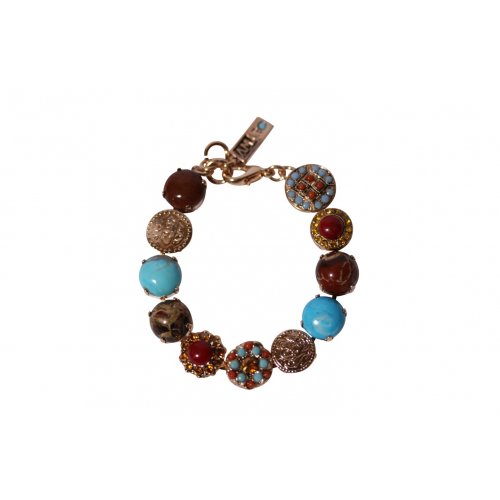 Amaro Handcrafted Bracelet, Old Coin Images with Semi Precious Colorful Gems