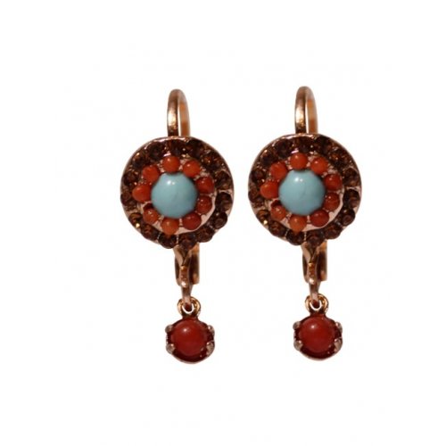 Amaro Handcrafted Drop Earrings, Semi-Precious Gems - Oriental Design