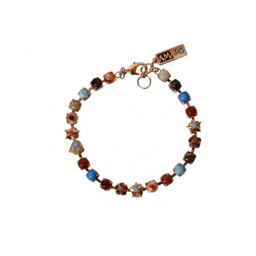 Amaro Handcrafted Rose Gold Plate Bracelet, Semi-Precious Gems - Various Shapes