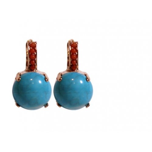 Amaro Handcrafted Rose Gold Plate Turquoise Earrings with Semi-precious Gems