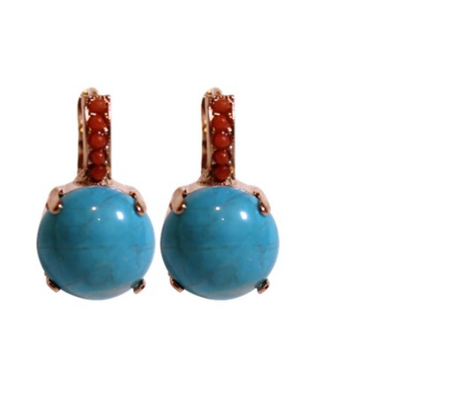 Amaro Handcrafted Rose Gold Plate Turquoise Earrings with Semi-precious Gems