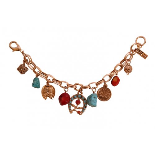 Amaro, Handcrafted Rose Gold Plated Bracelet - Colorful Lucky Charms