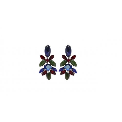 Amaro-Floral earrings on Rhodium Plate with Semi-Precious Stones