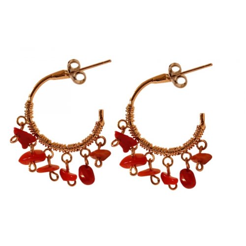 Amaro-Rose Gold Plate Earrings with Dangling Coral Pendants Design