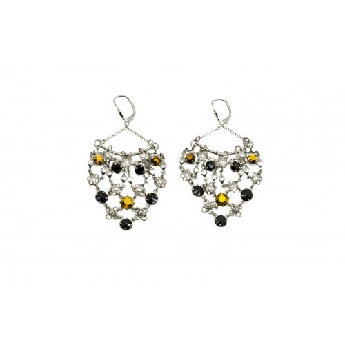 Amaro-Silver Plate Lace Earrings in Delicate Floral Filigree Design