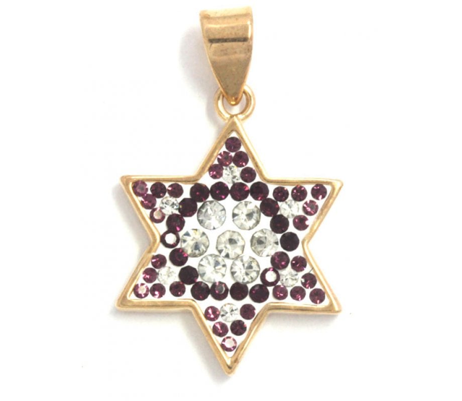 Amethyst and Zircon Star of David Pendant
