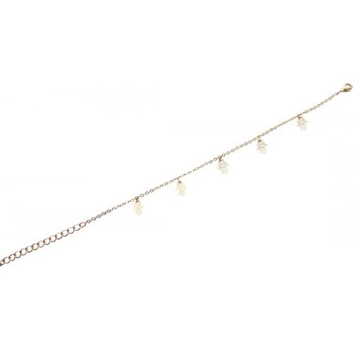 Anklet - Gold Rhodium Chain with Gold Hamsas