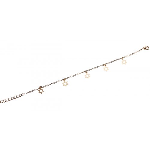 Anklet - Gold Rhodium with Gold Stars of David