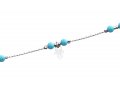 Anklet, Rhodium Silver Chain with Blue Beads and Hamsa