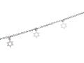 Anklet, Silver Rhodium with Silver Stars of David