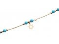 Anklets, Gold Rhodium with Blue Beads and Gold Star of David