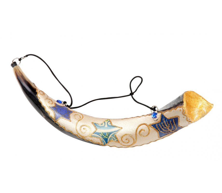 Anointing Painted Yemenite Shofar - Star of David