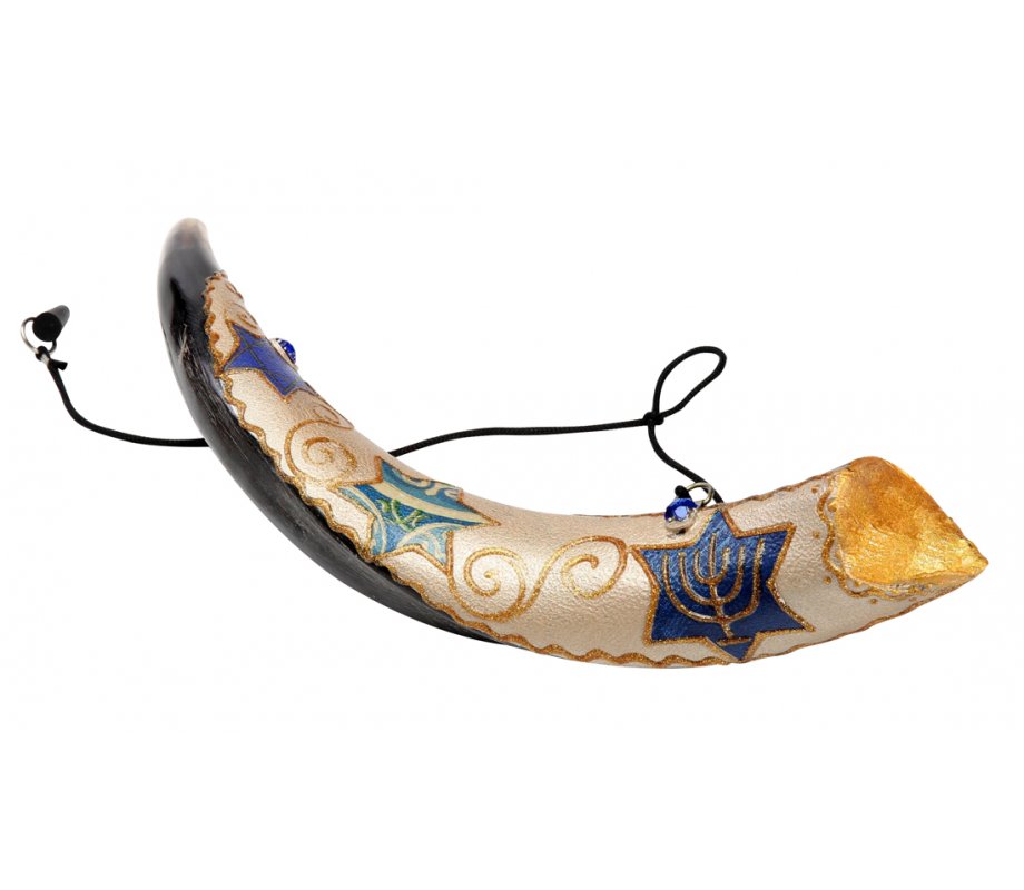 Anointing Painted Yemenite Shofar - Star of David