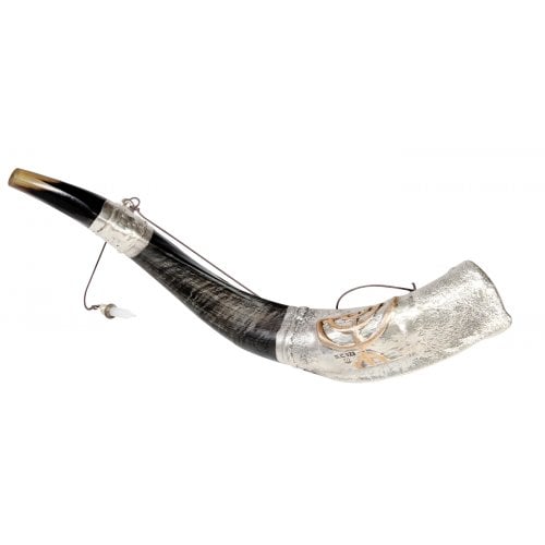 Anointing Sterling Silver Yemenite Shofar - Menorah