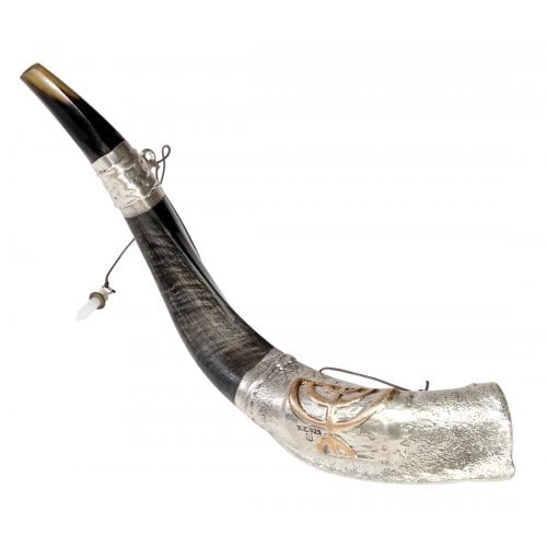 Anointing Sterling Silver Yemenite Shofar - Menorah