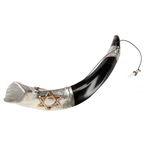 Anointing Sterling Silver Yemenite Shofar - Star of David