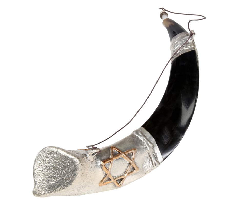 Anointing Sterling Silver Yemenite Shofar - Star of David