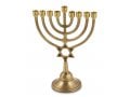 Antique Gold Classic Chanukah Menorah with Star of David, For Candles - 9 Inches