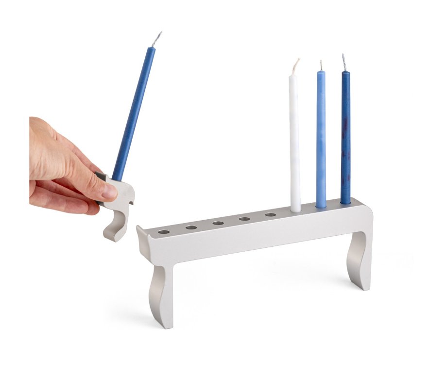 Arik Weiss Silver Chai Chanukah Menorah - Israel Museum