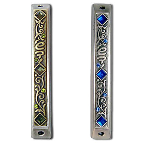 Art Nouveau Mezuzah Case with Stones