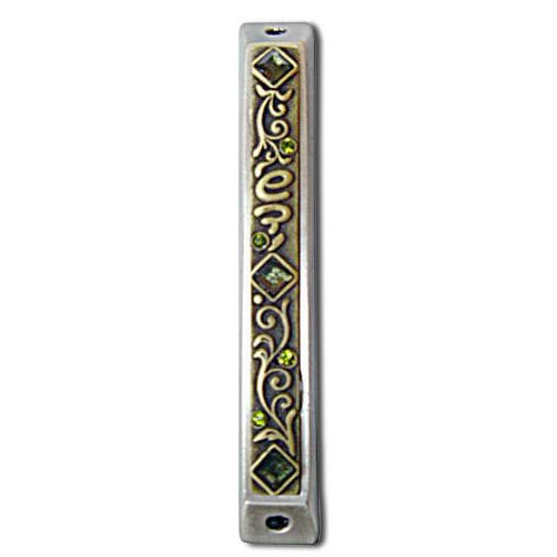 Art Nouveau Mezuzah Case with Stones