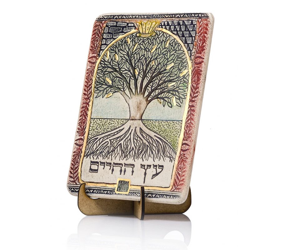 Art in Clay Handcrafted Ceramic 24K Gold Decorated Plaque - Tree of Life