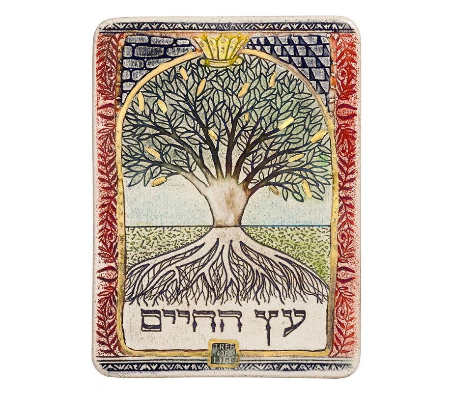 Art in Clay Handcrafted Ceramic 24K Gold Decorated Plaque - Tree of Life