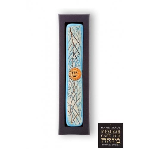 Art in Clay Handmade Ceramic Mezuzah Case - Date Branches