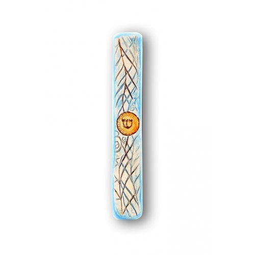 Art in Clay Handmade Ceramic Mezuzah Case - Date Branches