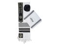 Ateret Acrylic Tallit Set, Black and Gold Stripes, Star of David & Menorah Motif