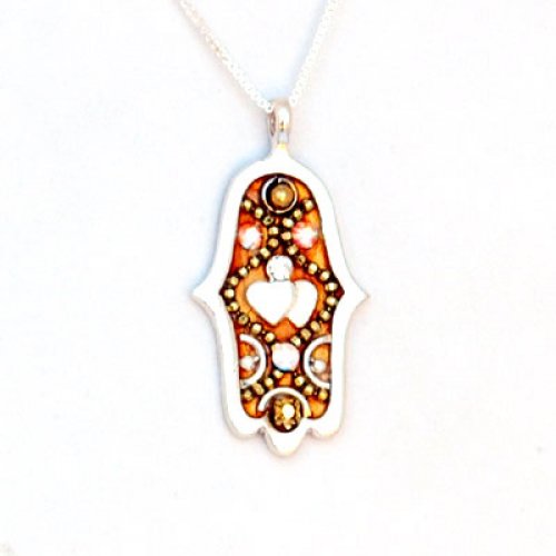 Autumn Heart Hamsa Necklace by Ester Shahaf