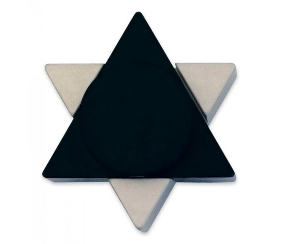 Avner Agayof Aluminum Travel Shabbat Candlesticks, Star of David - Black