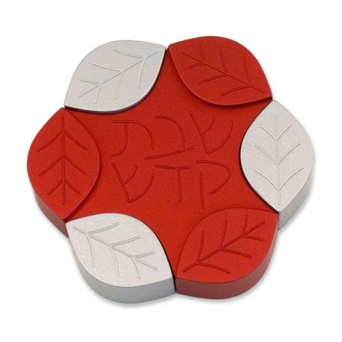 Avner Agayof Anodized Aluminum Travel Candle Holders, Leaf Collection - Red