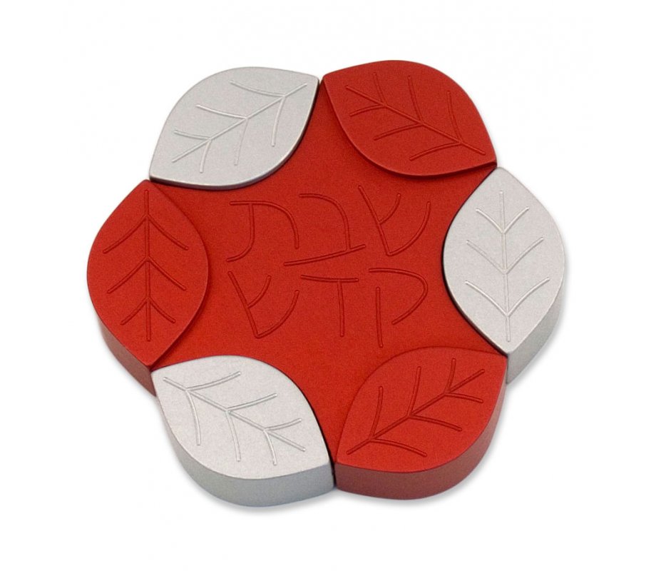 Avner Agayof Anodized Aluminum Travel Candle Holders, Leaf Collection - Red