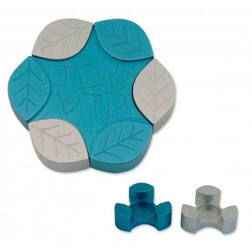 Avner Agayof Anodized Aluminum Travel Candle Holders, Leaf Collection - Teal