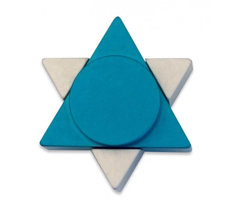 Avner Agayof Anodized Aluminum Travel Shabbat Candlesticks, Star Of David - Teal