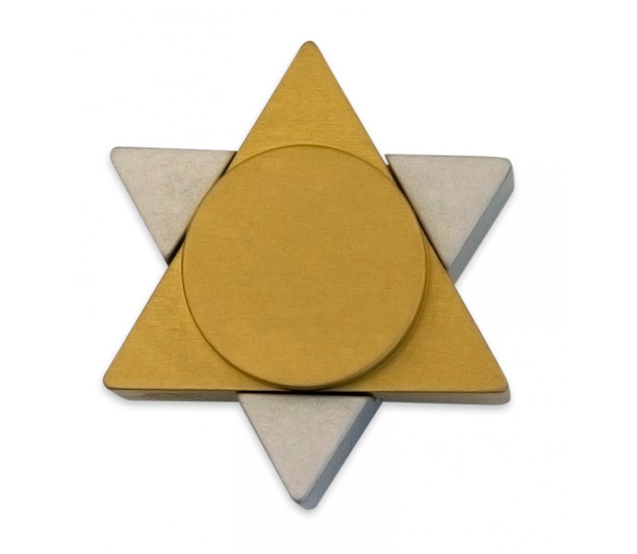 Avner Agayof Anodized Aluminum Travel Shabbat Candlesticks, Star of David - Gold