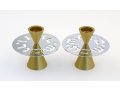 Avner Agayof Contemporary Candlesticks, Shabbat Shalom Disc - Gold