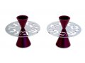 Avner Agayof Contemporary Candlesticks, Shabbat Shalom Disc - Purple