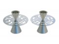 Avner Agayof Contemporary Candlesticks, Shabbat Shalom Disc  Silver