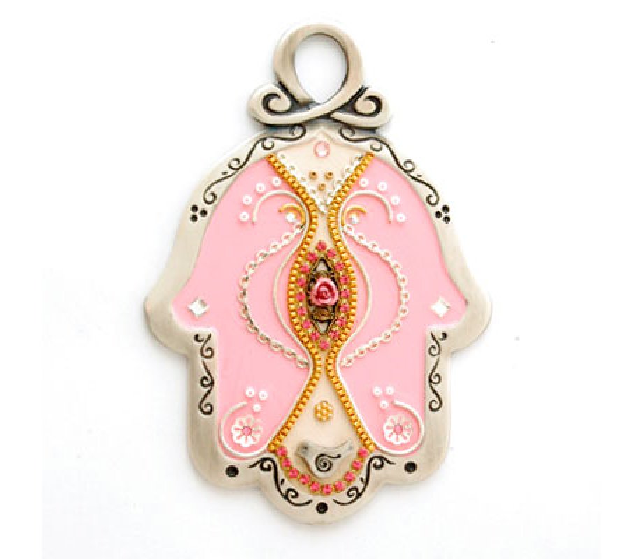Baby Pink Pewter Wall Hamsa by Ester Shahaf