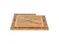 Bamboo Wood Challah Board with Crumb Catcher, Jerusalem Design - Includes Knife