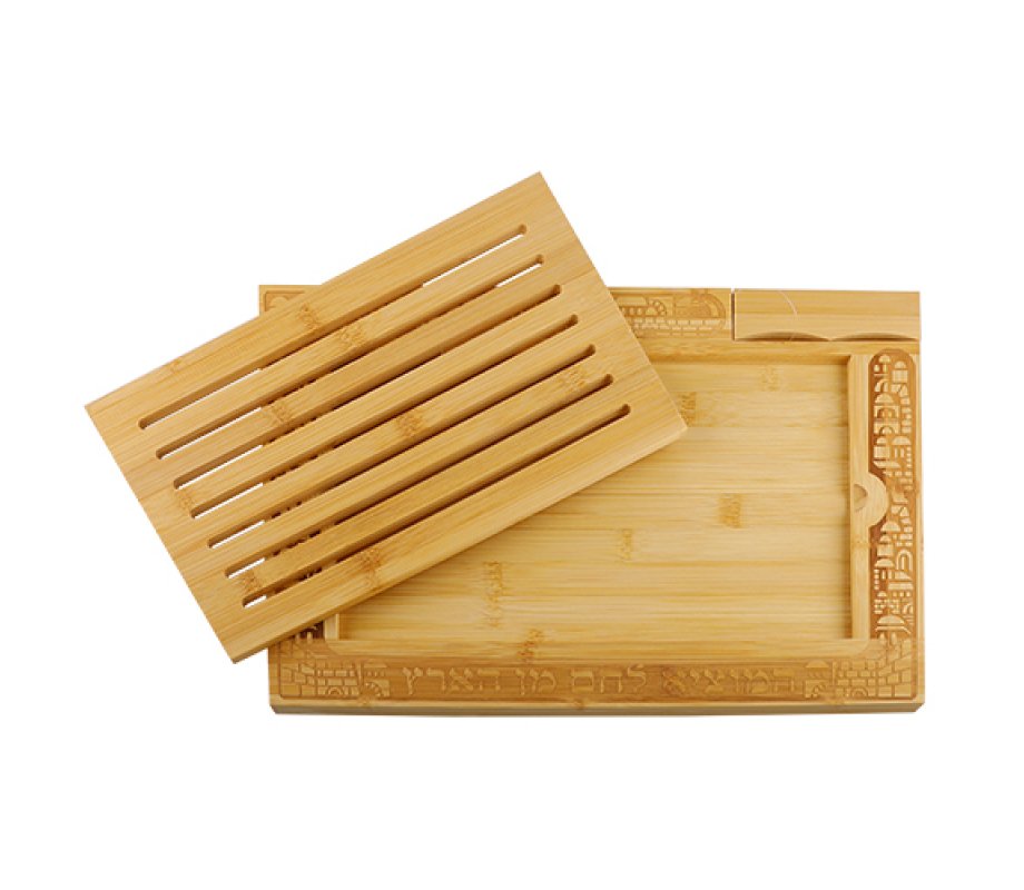 Olive Wood Bread Board with Hebrew Blessing and Curved Handle — Travel the  Text