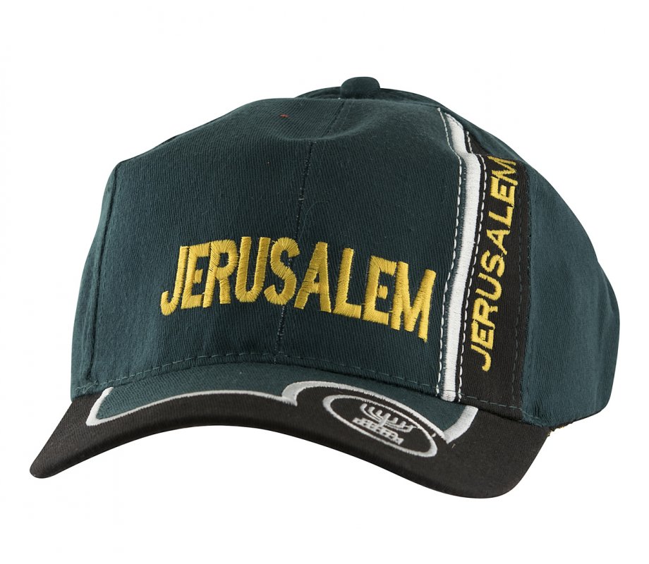 Baseball Cap with Jerusalem and Menorah Design - Green