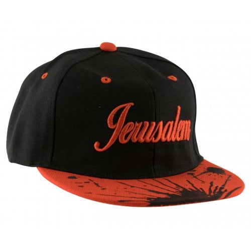 Baseball Cap with Jerusalem and Paint Splatter Design - Black & Red