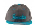 Baseball Cap with Jerusalem and Paint Splatter Design - Gray & Turquoise