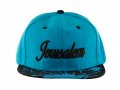 Baseball Cap with Jerusalem and Paint Splatter Design - Turquoise & Black