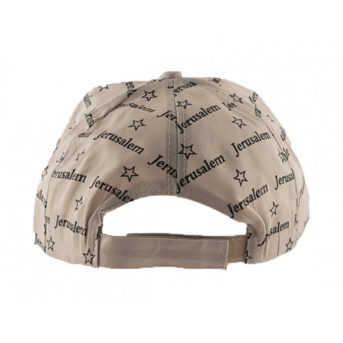 Baseball Cap with Jerusalem and Stars of David Design - Tan